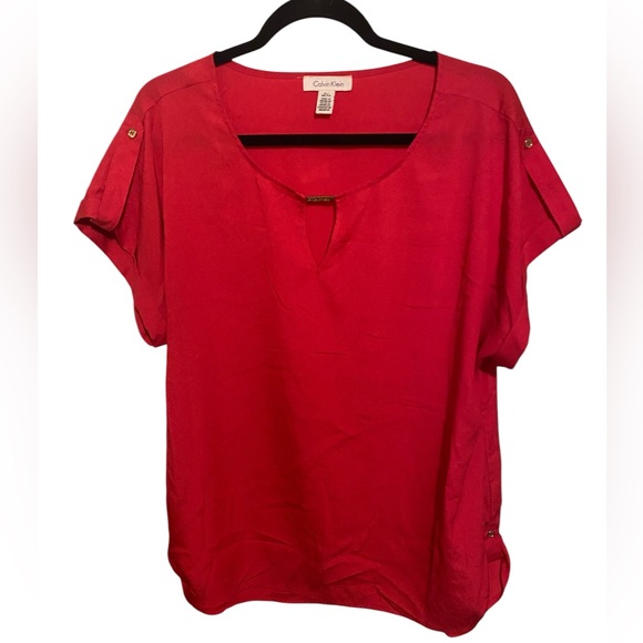 Calvin Klein Tops - Calvin Klein-Hot pink Blouse with gold detailing